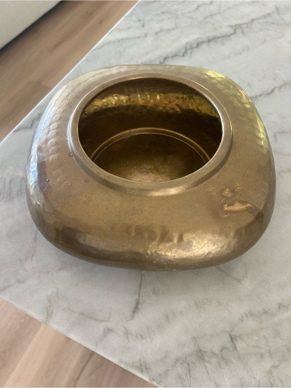 Hammered Brass Accent Vase in vintage Finish